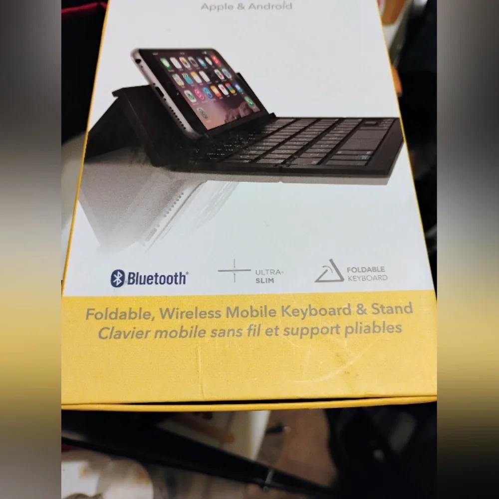 Bluetooth Foldable Wireless Mobile Keyboard & Stand - Black